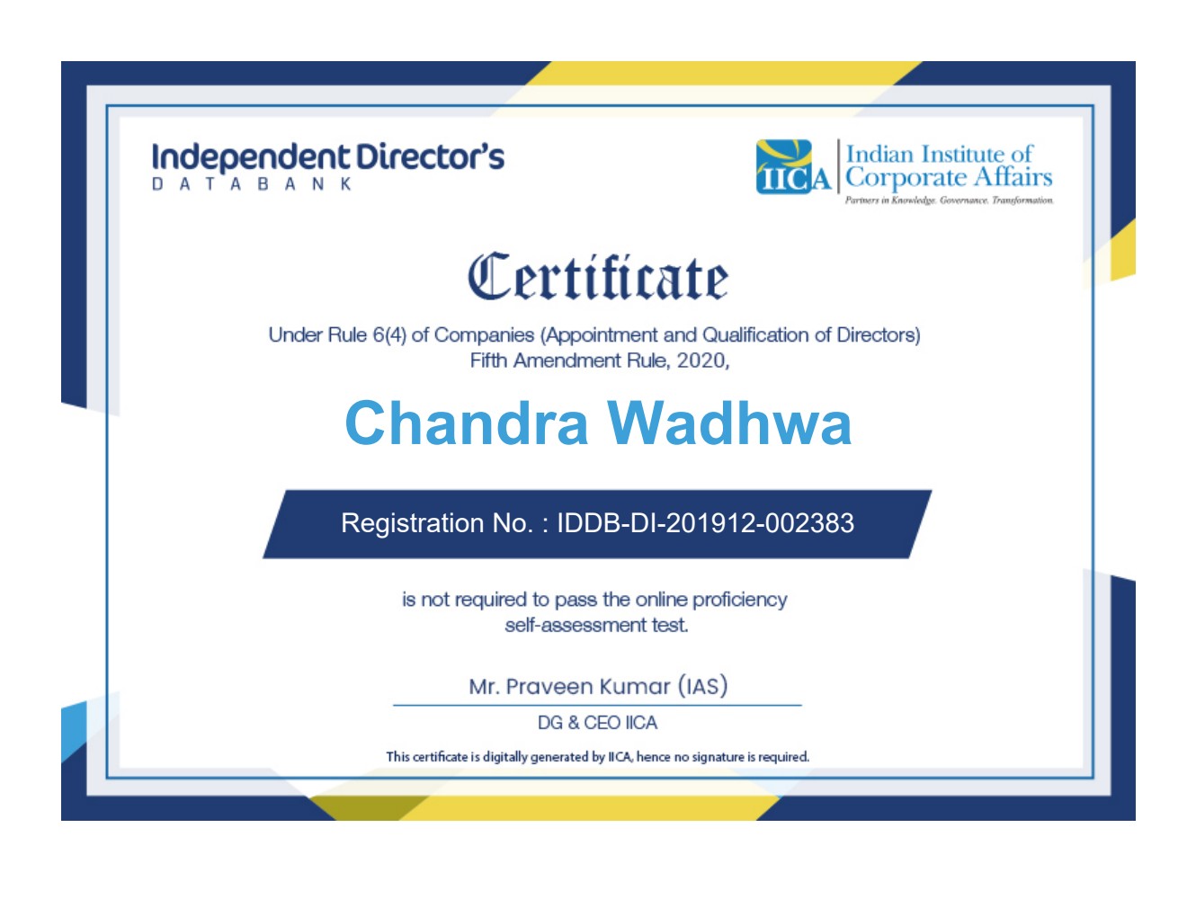 Independent Director Registration