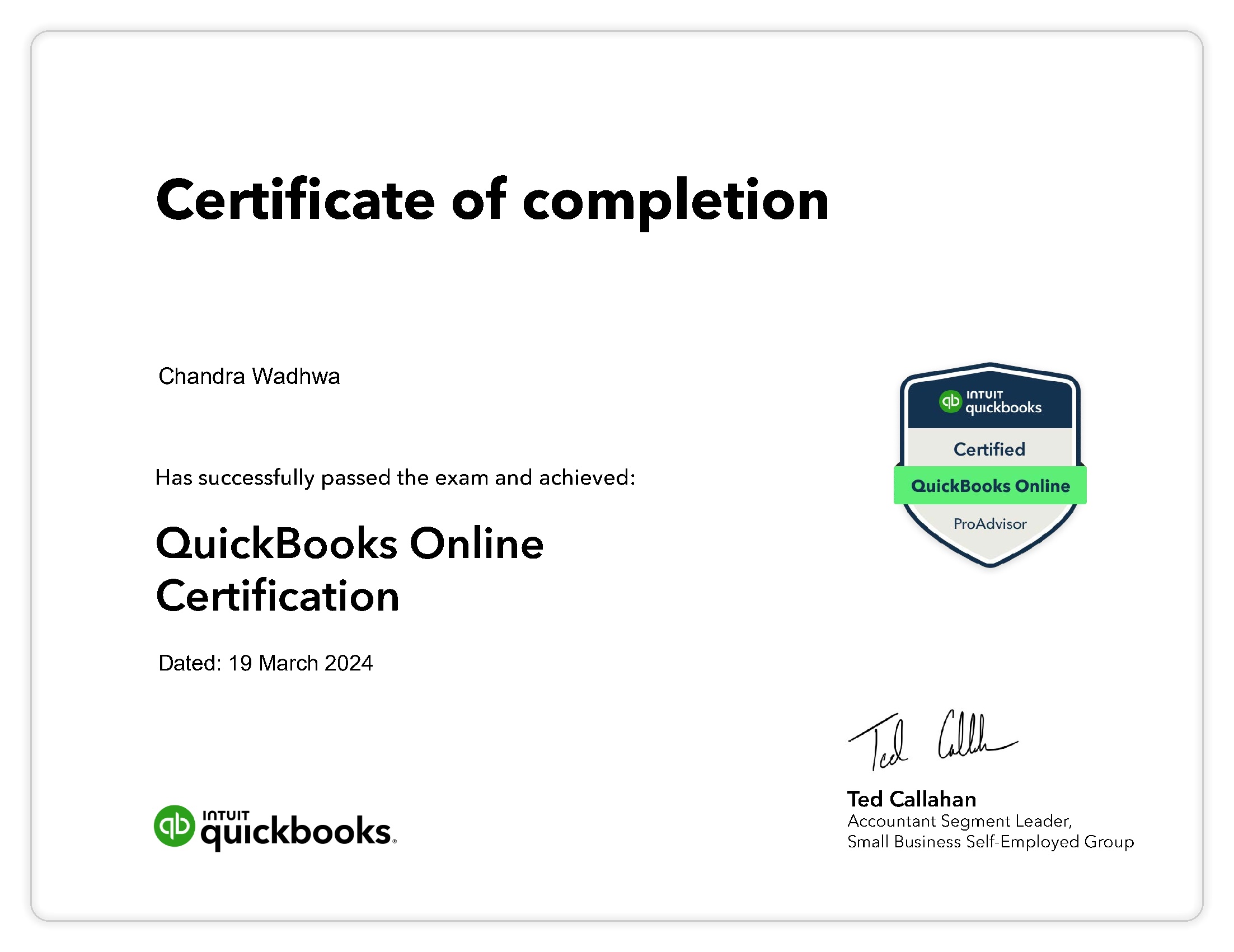 QuickBooks Online Certification